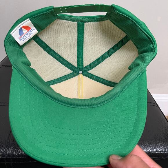 Baseball Cap Two Tone Snap Back Polyester Green White Adjustable - Picture 4 of 6